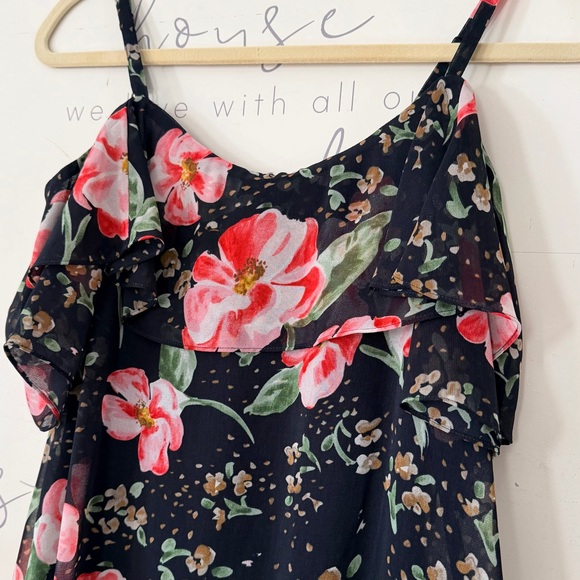 CABI 5220 Cold Shoulder Cami Fairy Tale Floral Whimsygoth Ruffled Blouse Blue - Picture 7 of 15